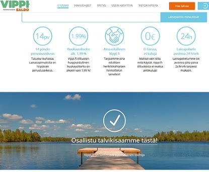 Vippi.fi on mahdottoman nopea ja vakuudeton luottopalvelu. Vippi.fi lainaa vastuullisesti ja rahaa ei tarvitse odottaa kuin pari minuuttia.